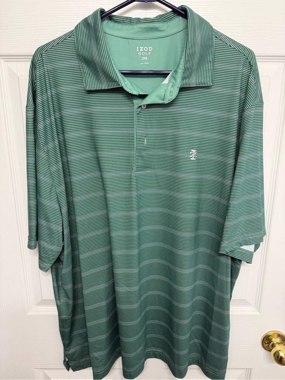 Izod Green Striped Golf Polo